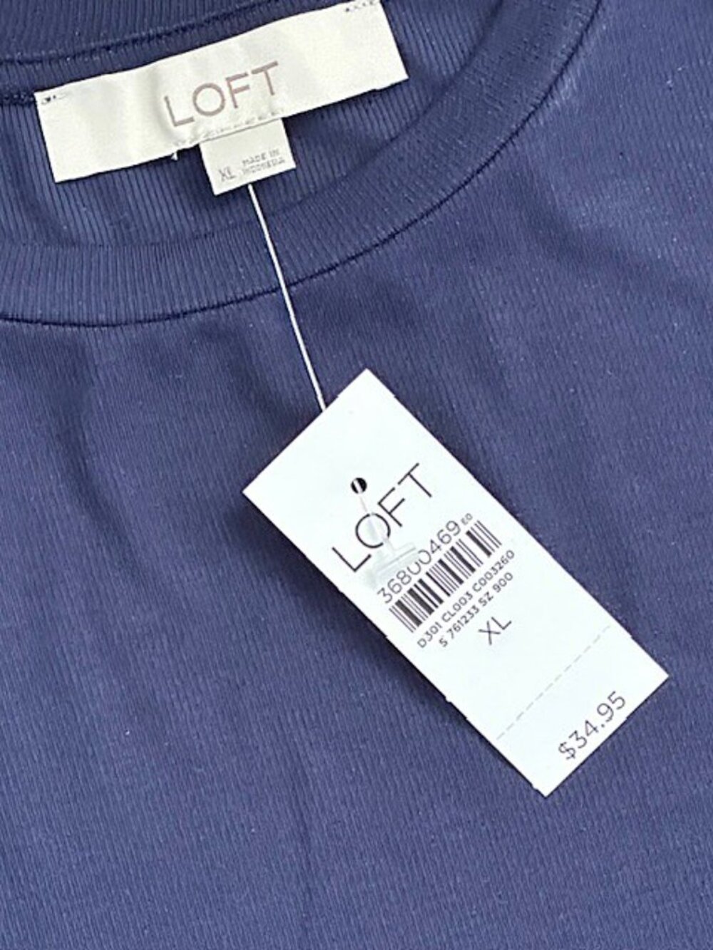 Loft NWT Navy Blue Short Sleeve Everyday Tee - Size XL - Picture 4 of 9